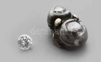 0,1 ct + 0,05 ct + 0,05 ct gyémánt, 3 db, közte kettő régi típusú foglalatban