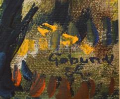 Gaburek Károly (1936-1986) : Elhagyott ház. Olaj, farost, jelzett, 19,5x15 cm Keretben