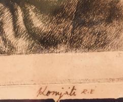 Komjáti-Wanyerka Gyula (1894-1958): Ima az otthon maradottakért. rézkarc, papír, jelzett. Keretben. ...