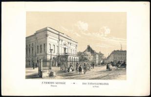 cca 1840 J. Alt: A Nemzeti Színház Pesten. (Astoria) litográfia / Lithography 18,5x12,5 cm