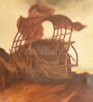 Munkácsy Mihály festménye után, ismeretlen festő: Vihar a pusztán. Olaj, vászon, jelzés nélkül, háto...