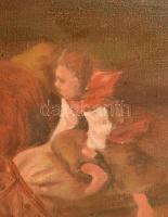 Munkácsy Mihály festménye után, ismeretlen festő: Vihar a pusztán. Olaj, vászon, jelzés nélkül, háto...