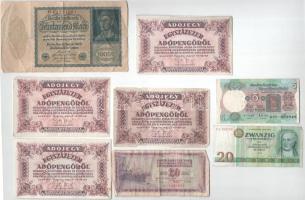 9db-os magyar és külföldi bankjegytétel T:F,VG 9pcs Hungarian and foreign banknote lot C:F,VG