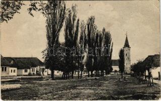 Héthárs, Lipany; Fő utca, templom. Kirscher Lipót kiadása / main street, church (EK)