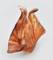 Murano Lavorazione kínáló, anyagában színezett, címkével jelzett, hibátlan, 23x16 cm