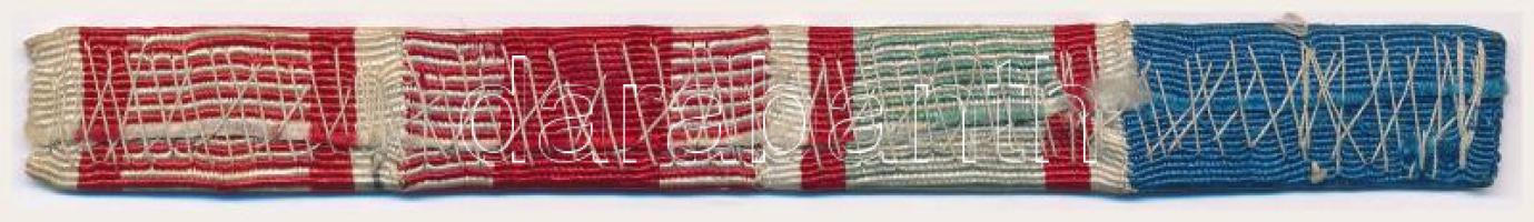 ~1918-1940. 4db szalagsáv összevarrva, közte "Vitézségi Érem", "Károly Csapatkereszt&...