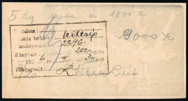 Cca 1920 Dietrich és Gottschlig R.T. Likőr, Tea és Rum árusító üzlet számolócédulája, hátoldalán 192...