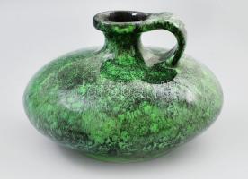 Retro zöldmázas kerámia váza, jelzés nélkül, hibátlan, d: 24 cm