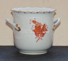 Apponyi mintás herendi porcelán füles kaspó sorszámmal, aranyozott szegéllyel, 12cm-es magassággal és szép állapotban