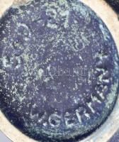 Retro német csorgatott kékmázas váza, jelzéssel, kopással, m: 21 cm