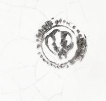 Retro kézi festésű kerámia kínáló, jelzéssel, kis kopással, d: 23,5 cm