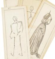 Losonczi Jenő (?-?): Vázlatok, 16 db, vegyes technika, papír, jelzett, 30×13 cm