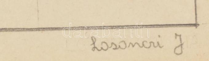 Losonczi Jenő (?-?): Vázlatok, 16 db, vegyes technika, papír, jelzett, 30×13 cm