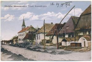 1923 Técső, Tiacevo, Tiachiv, Tyachiv; Kossuth utca. Szabó Lipót kiadása / street view (EK)