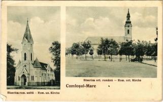 1928 Nagykomlós, Comlosu Mare; Biserica rom. unita, Biserica ort. romana / Rom. un. Kirche, Rom. ort. Kirche / templomok / churches (EK)