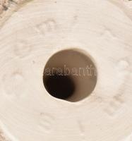 Semiramie irizáló mázas madárpár faágon figura, jelzéssel, kopással, m: 19,5 cm