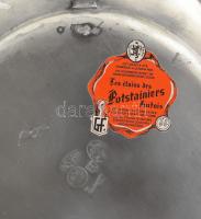 Kakasmintás ón falitál, jelzéssel, kopással, d: 24 cm