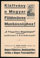 cca 1930 Kiáltvány a Magyar Földműves és Munkásnéphez 4 oldalas nyomtatvány