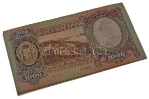 1943. 1000P (9db) sorszámkövető és közeli sorszámok, eredeti, sérült, 1944-ben lebélyegzett banki kö...