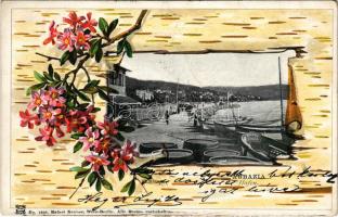 1902 Abbazia, Hafen / port, floral, litho s: E. Döcker j.