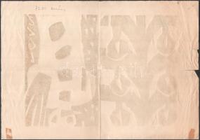 Kunt Ernő (1920-1994): Karácsony 1972 Linómetszet, papír. Hátoldalon autográf felirattal, szakadások...