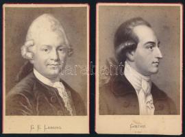 cca 1865 Schiller, Lessing, Uhland és Goethe portréi, festményeket nyomán készült fénynyomatok, 4 db...