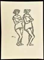 Rippl-Rónai József (1861-1927): Lányok 1913. Cinkográfia , papír, jelzett a cinkográfián, lapméret 2...