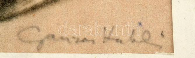 Ganzer Katalin (-): Hommage á Picasso (cím nélkül). Vegyes technika, papír, jelzett, üvegezett faker...