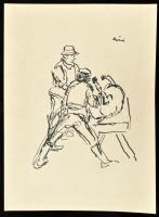 Rippl-Rónai József (1861-1927): Disznóvágás 1913. Cinkográfia , papír, jelzett a cinkográfián, lapmé...