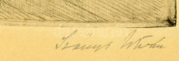 Szőnyi István (1894-1960): "Csend". Rézkarc, papír, jelzett, üvegezett fakeretben. 12x19 c...