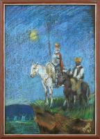 Tóth Ferenc (1921-2006): Don Quijote. Pasztell, papír, jelezve jobbra lent. Üvegezett fakeretben, 42x30 cm