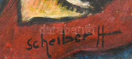 Scheiber H jelzéssel: Cigarettázó hölgy. Olaj, karton. Dekoratív fakeretben. 39x29 cm