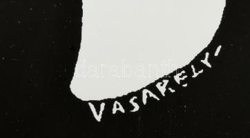 Vasarely Victor (1908-1997): Zebrák. Nyomat, papír, jelzett a nyomaton, üvegezett fakeretben, 49×45 ...