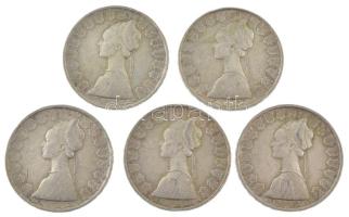 Olaszország 1959R 500L Ag "Kolumbusz hajói" (5x) T:VF,F patina 
Italy 1959R 500 Lire Ag &...