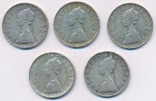 Olaszország 1959R 500L Ag "Kolumbusz hajói" (5x) T:VF,F patina 
Italy 1959R 500 Lire Ag &...