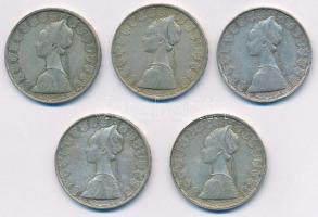 Olaszország 1960R 500L Ag "Kolumbusz hajói" (5x) T:XF,VF patina, ph. 
Italy 1960R 500 Lir...