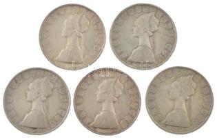 Olaszország 1960R 500L Ag "Kolumbusz hajói" (5x) T:XF,VF patina, ph. 
Italy 1960R 500 Lir...