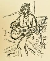 Rippl-Rónai József (1861-1927): Gitáros 1913. Cinkográfia , papír, jelzett a cinkográfián, lapméret ...