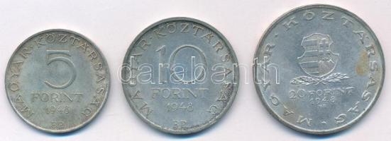 1948. 5Ft Ag "Petőfi" + 10Ft Ag "Széchenyi" + 20Ft Ag "Táncsics" &quot...