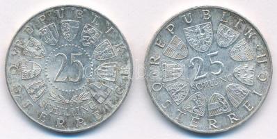 Ausztria 1957. 25Sch Ag "Mariazell" + 1965. 25Sch Ag "Műszaki Főiskola - Bécs" T...