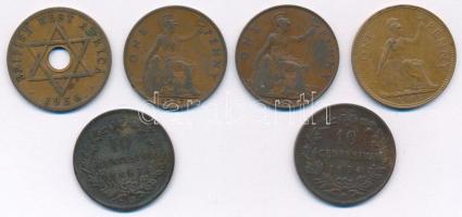 Vegyes: Brit Nyugat-Afrika 1956. 1p bronz + Nagy-Britannia 1921-1963. 1p bronz (3xklf) + Olaszország...