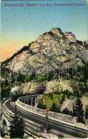 Semmering, Ausfahrt aus dem Polleroswand-Tunnel / railway tunnel, train (EK)