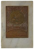 1935. Az OMDSZ II. ker dalosversenyének emlékére Rákospalota város közönségétől 1935 VI. 30. bronz emlékplakett márvány talapzaton (81x55mm) T:XF