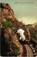 Semmering, Weinzettelwand-Tunnel / railway tunnal, locomotive, train (worn corner)