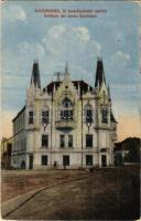 1918 Karánsebes, Caransebes; Új takarékpénztár épülete. Herter Ferencné kiadása / Gebäude der neuen Sparkassa / savings bank (kopott sarkak / worn corners)