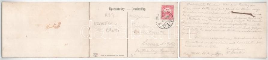 1912 Brassó, Kronstadt, Brasov; 3-részes kihajtható panorámalap. Wilh. Hiemesch kiadása / 3-tiled fo...