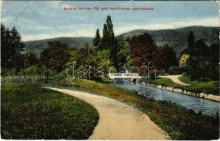 1914 Bethlen, Beclean; Bethlen Pál gróf kastélyának park részlete. Kajári István kiadása / castle park (EK)