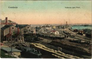 1909 Constanta, Vederea spre Port / port, industrial railway , trains, locomotive