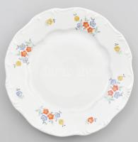 Zsolnay virágmintás nagytányér szett, matricás, jelzéssel, kopással, m: 24 cm