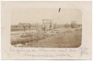 1917 Első világháborús katonai tábori lóvontatású iparvasút Albániában / WWI military field horse-drawn industrial railway in Albania. photo